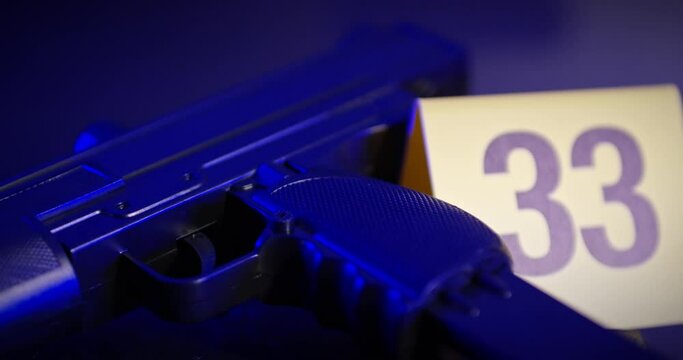 Gun Tagged as Evidence at a Crime Scene