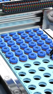 palletising robot, linear pickup and assembly for workpieces, sorting machine, 3d rendering