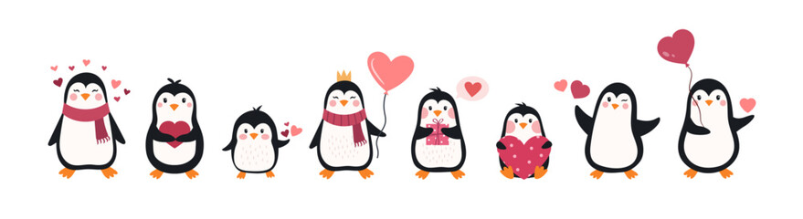 Cute penguins for Valentine's Day