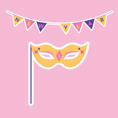 New Year decoration art vector. Cute and simple party celebration designs