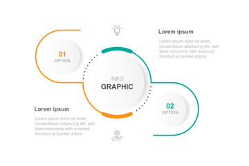 Modern design template infographic vector element with 2 step line circle suitable for web presentation and business information 