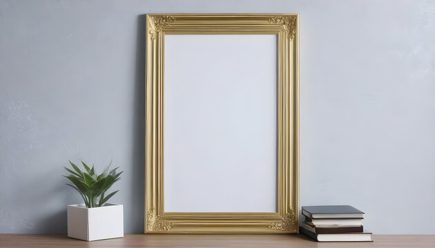 Vertical-gold-picture-frame-on-Wall--frame-mockup © SABBIR RAHMAN