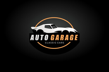 Classic car garage logo design, vintage car automotive logo