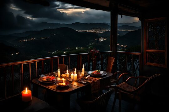 red candles with red flowers and fire burning in the candles with roses abstract background 