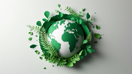 Eco Friendly Earth on White Background. Earth Day, World Environment Day, Save th World. Zero Carbon Dioxide Emissions