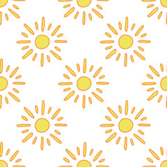 Seamless pattern with sun doodle for decorative print, wrapping paper, greeting cards, wallpaper and fabric