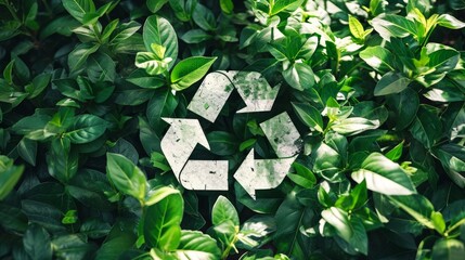 Green Recycle Symbol Background. Recycling Sign for World Protection, Ecological Environment, Zero Carbon Dioxide Emissions - obrazy, fototapety, plakaty