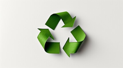 Obraz premium Green Recycle Symbol on White Background. Recycling Sign for World Protection, Ecological Environment, Zero Carbon Dioxide Emissions