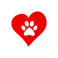 Paw print with heart icon