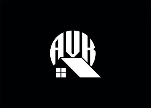 Real Estate Letter AVK Monogram Vector Logo.Home Or Building Shape AVK Logo