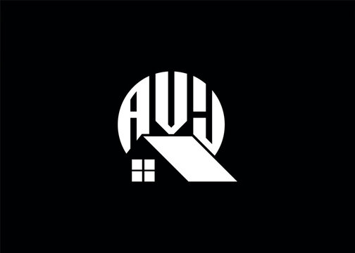 Real Estate Letter AVJ Monogram Vector Logo.Home Or Building Shape AVJ Logo.