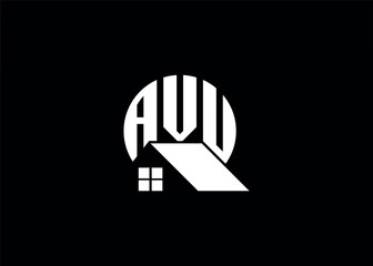 Real Estate Letter AVU Monogram Vector Logo.Home Or Building Shape AVU Logo.