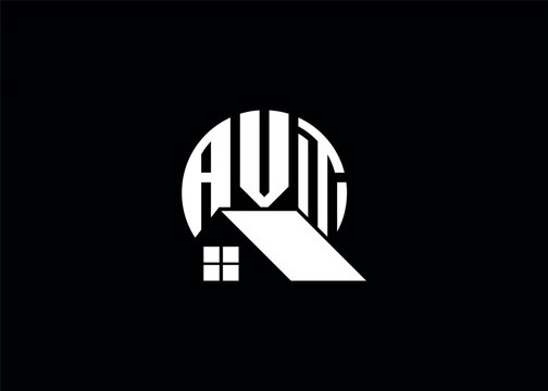 Real Estate Letter AVT Monogram Vector Logo.Home Or Building Shape AVT Logo.