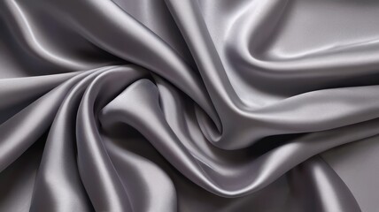 Luxurious Metallic Gray and  Silk Fabric Smooth Elegant And Shiny With Satin Folds And Waves Background

