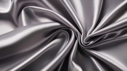 Luxurious Metallic Gray and  Silk Fabric Smooth Elegant And Shiny With Satin Folds And Waves Background

