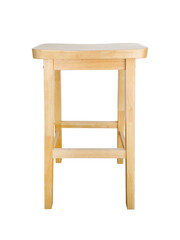 Front view of white square wooden chairs isolated on white with clipping path. Used for decorating restaurants, coffee shops, offices and homes.