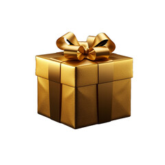 Obraz premium Gorgeous golden present stands alone in darkness isolated on transparent background