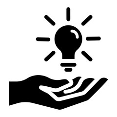 Business icon on glyph style. Light bulb in hand