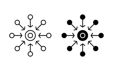 Centralized outline icon collection or set. Centralized Thin vector line art