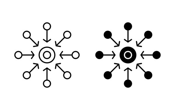 Centralized outline icon collection or set. Centralized Thin vector line art