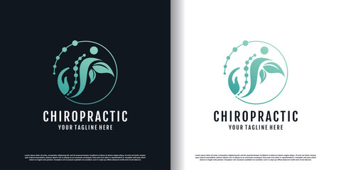 chiropractic logo design vector with creative  unique concept premium vector