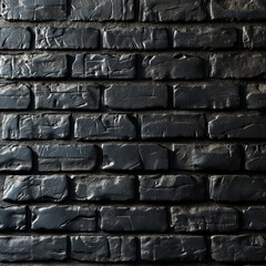 Close-up of a textured black brick wall