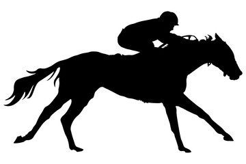 silhouette of a racehorse - obrazy, fototapety, plakaty