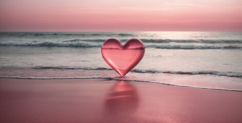 heart on the beach day, beach, romantic, valentines, holiday, red, hearts, pink, sea, ocean, sign, sand, decoration, 