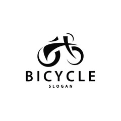 Bicycle logo design bicycle sport club simple vintage black silhouette template illustration - obrazy, fototapety, plakaty