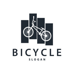 Bicycle logo design bicycle sport club simple vintage black silhouette template illustration - obrazy, fototapety, plakaty