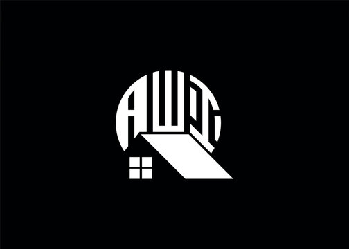 Real Estate Letter AWI Monogram Vector Logo.Home Or Building Shape AWI Logo