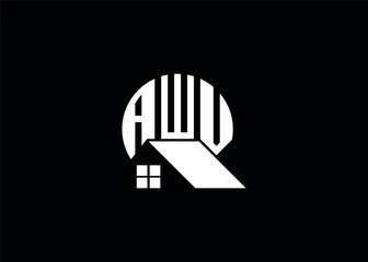 Real Estate Letter AWV Monogram Vector Logo.Home Or Building Shape AWV Logo