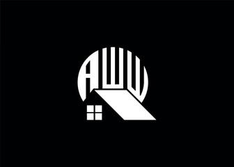 Real Estate Letter AWW Monogram Vector Logo.Home Or Building Shape AWW Logo.