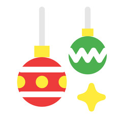 クリスマス、オーナメントを表すカラースタイルのアイコン
