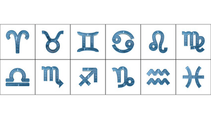 12星座 星占い 星座マーク シンボル　3D