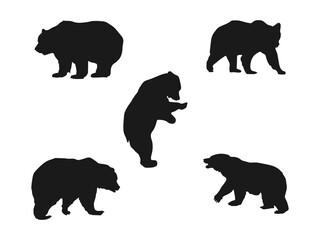 Bear icon modern symbol logo. Black bears animal logo symbol design. Wild mammal graphic vector illustration.  Typography design. Vector bear silhouette isolated on white background.