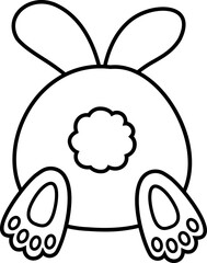Cute bunny butt outline vector. Rabbit Tail outline  vector.