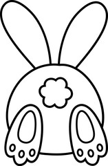 Cute bunny butt outline vector. Rabbit Tail outline  vector.