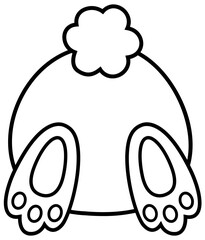 Cute bunny butt outline vector. Rabbit Tail outline  vector.
