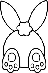 Cute bunny butt outline vector. Rabbit Tail outline  vector.