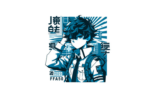 Animi boy,anime design,anime t shirt design.