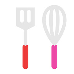 Fototapeta premium 料理、フライ返し、泡立て器を表すカラースタイルのアイコン