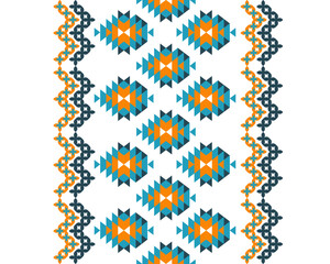 Traditional geometric ethnic fabric pattern border abstract design for fabric print, rugs, clothing, sarong, scarf, wrap, embroidery, print, curtain, carpet, wallpaper, wrapping, Batik, Aztec