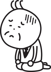 座り込んで落ち込む男性のイラスト