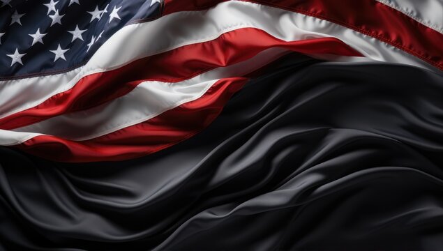 United States Flag On Black Background. US flag art isolated on black background