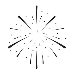 Set of firework icons Fireworks with stars and sparks isolated on white  simple black line icons isolated 