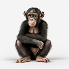 Adorable Chimpanzee full body on a white background