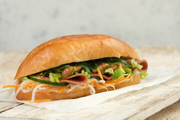 Bahn Mi bread or vietnamese bahn mi sandwich. Vietnam food.