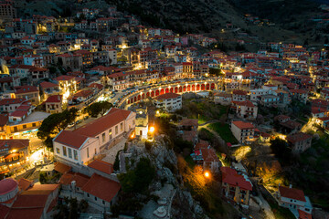 Scenic aerial view of the famous winter resort of Arachova on mountain Parnassus, Greece.