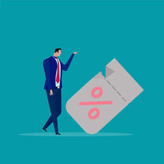 Businessman, online shopping, e-commerce, sales, ordering and shipping.Vector for graphics and web design.price tag online shopping Cash discount coupon for future use promotions, special offers 